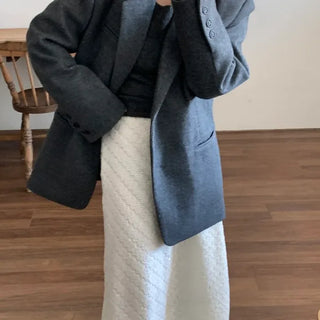 Soft Knit Shoulder Pad Drop Shoulder Jacket