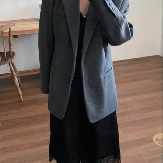 Soft Knit Shoulder Pad Drop Shoulder Jacket