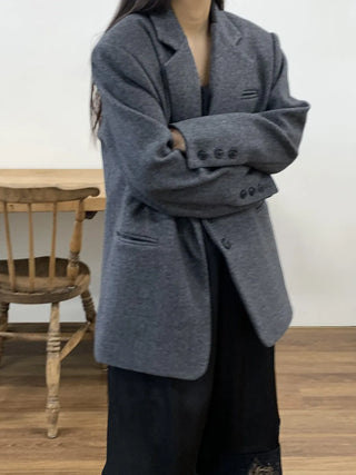 Soft Knit Shoulder Pad Drop Shoulder Jacket