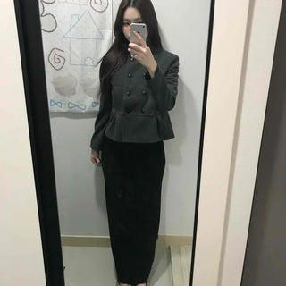 Chic Stand Collar Double Pellum Wool Short Coat