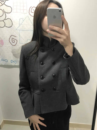 Chic Stand Collar Double Pellum Wool Short Coat