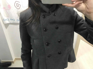Chic Stand Collar Double Pellum Wool Short Coat