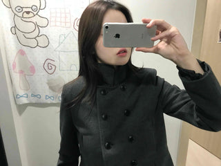 Chic Stand Collar Double Pellum Wool Short Coat