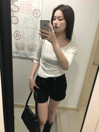 Studded Minimal Slim Fit Shorts