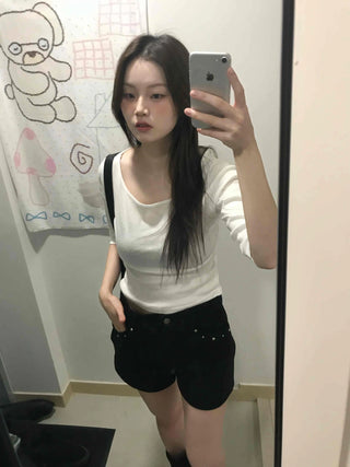 Studded Minimal Slim Fit Shorts