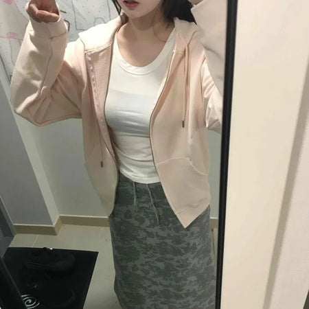 Khaki Camouflage H-Line Long Skirt