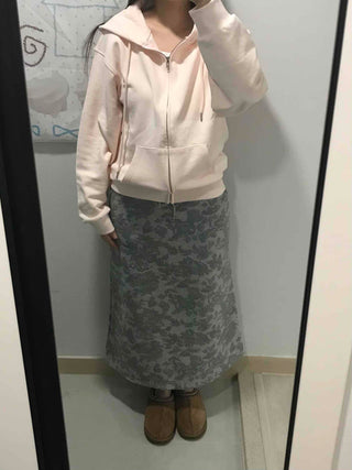 Khaki Camouflage H-Line Long Skirt