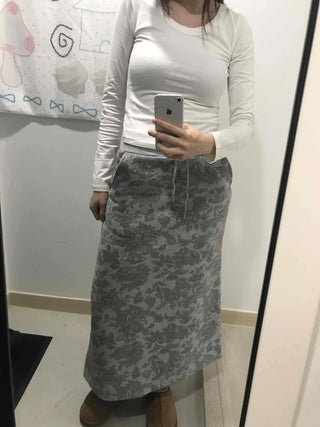 Khaki Camouflage H-Line Long Skirt