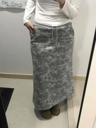 Khaki Camouflage H-Line Long Skirt