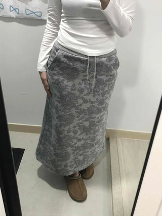 Khaki Camouflage H-Line Long Skirt