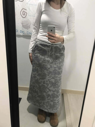 Khaki Camouflage H-Line Long Skirt