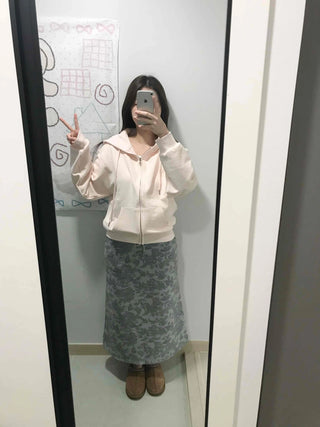 Khaki Camouflage H-Line Long Skirt