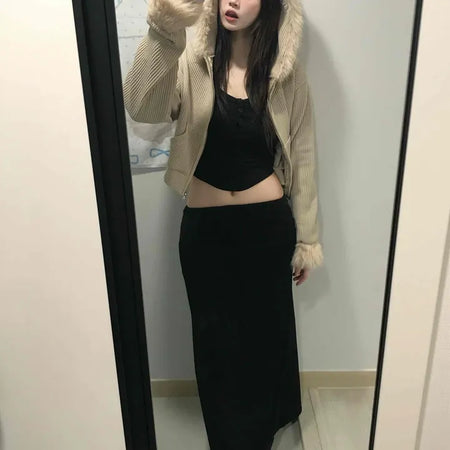 Slim Bodyfit High-Waisted Knit Mermaid Long Skirt