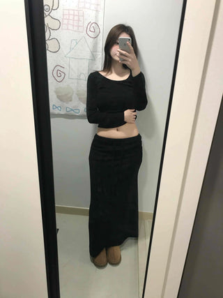 Slim Bodyfit High-Waisted Knit Mermaid Long Skirt