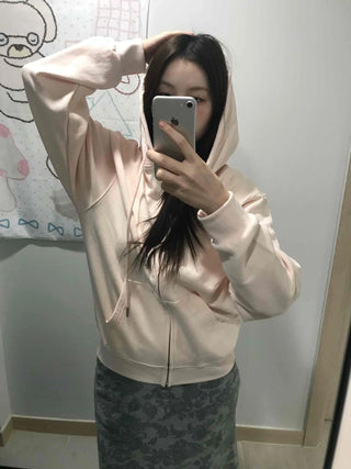 Slim Daily Simple Cardigan Crop Zip-up