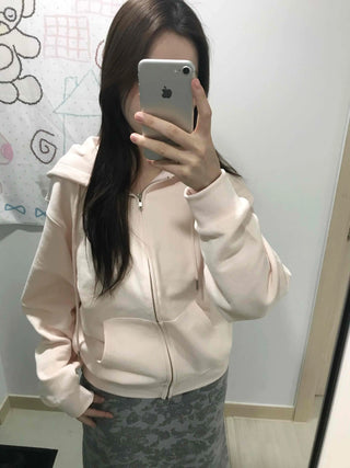 Slim Daily Simple Cardigan Crop Zip-up