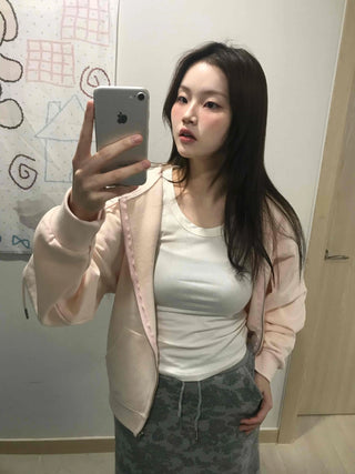 Slim Daily Simple Cardigan Crop Zip-up
