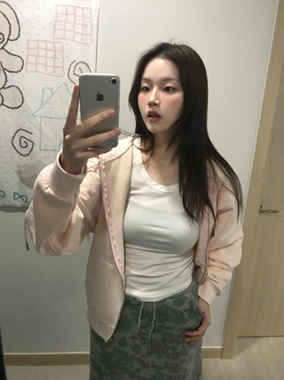 Slim Daily Simple Cardigan Crop Zip-up