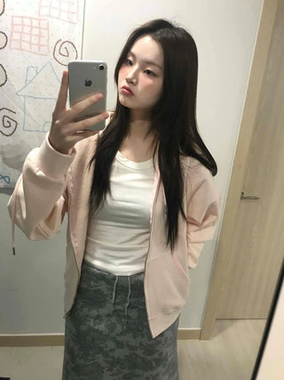 Slim Daily Simple Cardigan Crop Zip-up