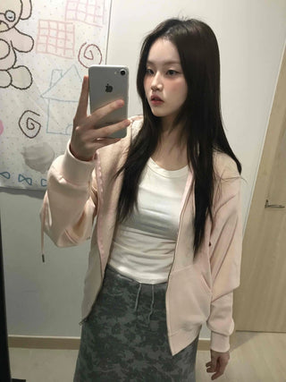 Slim Daily Simple Cardigan Crop Zip-up