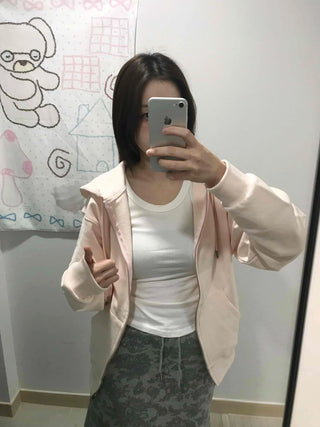 Slim Daily Simple Cardigan Crop Zip-up