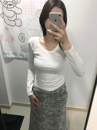 Soft Cozy Fit Round Slim Long Sleeve T-shirt