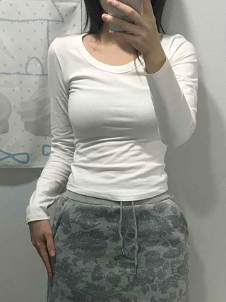 Soft Cozy Fit Round Slim Long Sleeve T-shirt