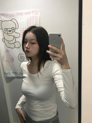 Soft Cozy Fit Round Slim Long Sleeve T-shirt