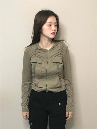 Camouflage hoodie slim fit rider zip-up