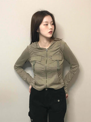 Camouflage hoodie slim fit rider zip-up