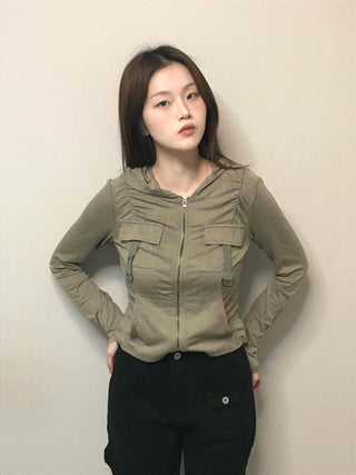 Camouflage hoodie slim fit rider zip-up