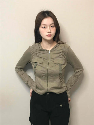 Camouflage hoodie slim fit rider zip-up