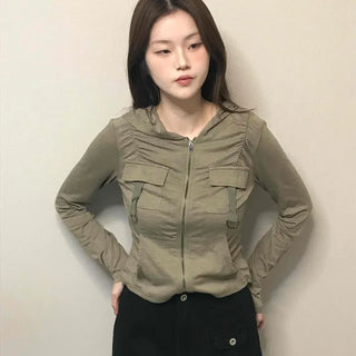 Camouflage hoodie slim fit rider zip-up