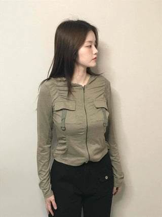 Camouflage hoodie slim fit rider zip-up