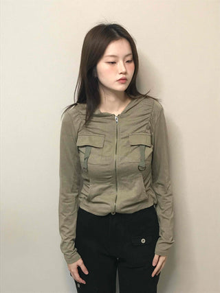 Camouflage hoodie slim fit rider zip-up
