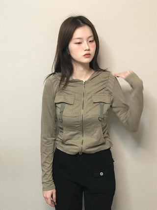 Camouflage hoodie slim fit rider zip-up