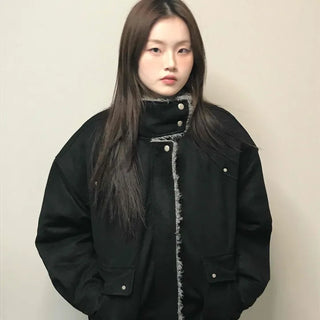Natural Quilted Snap Bomber Jumper