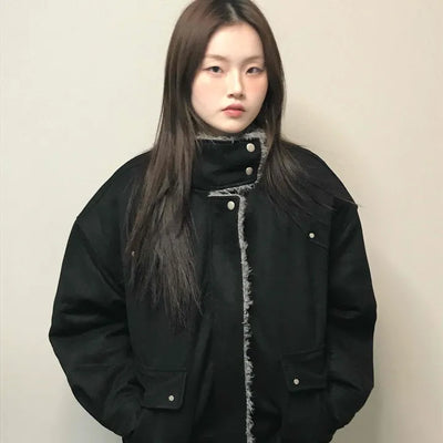 Natural Quilted Snap Bomber Jumper