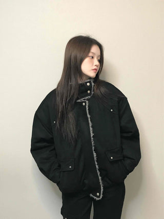 Natural Quilted Snap Bomber Jumper