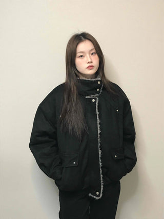 Natural Quilted Snap Bomber Jumper