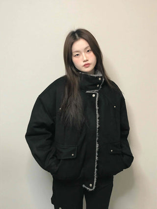 Natural Quilted Snap Bomber Jumper