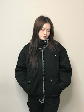 Natural Quilted Snap Bomber Jumper