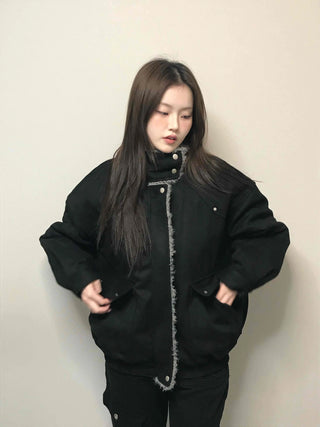 Natural Quilted Snap Bomber Jumper
