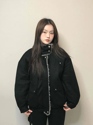 Natural Quilted Snap Bomber Jumper