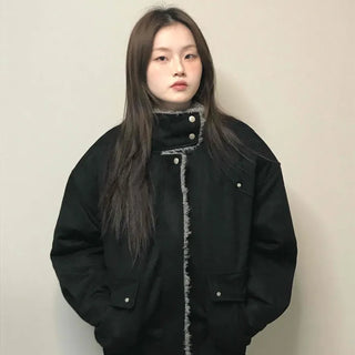 Natural Quilted Snap Bomber Jumper