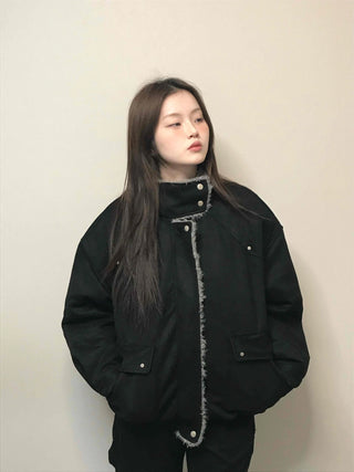 Natural Quilted Snap Bomber Jumper
