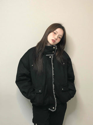 Natural Quilted Snap Bomber Jumper