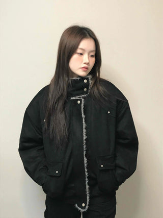 Natural Quilted Snap Bomber Jumper