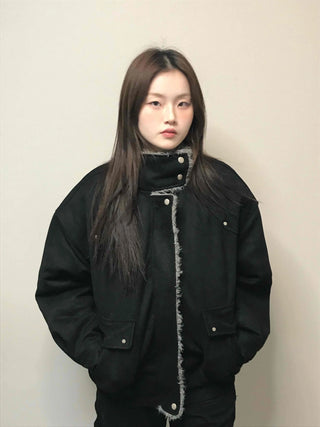 Natural Quilted Snap Bomber Jumper