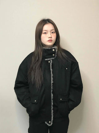 Natural Quilted Snap Bomber Jumper